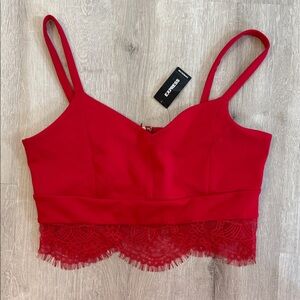 NWT Express Scarlet Lace Hem Crop Top